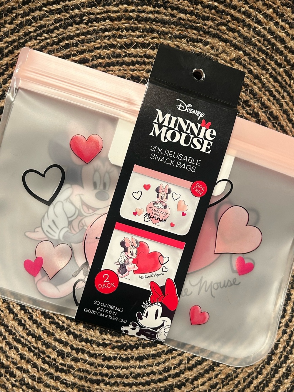 Disney Minnie Mouse 2PK Reusable Snack Bags BPA Free